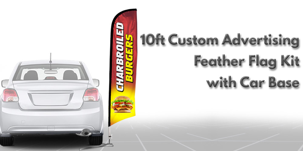 10ft Custom Advertising Feather Flag Kit with Cross Base