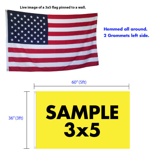 Custom 3x5 Flag specifications - finish with grommets or sleeves.