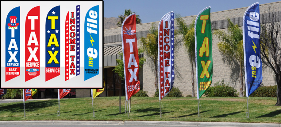 POLE TAX SERVICE SWOOPER FLAG MOUNT Income Tax Sign Feather Flutter Banner 
