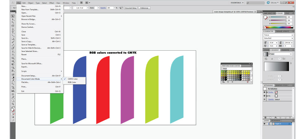 Adobe Illustrator CMYK color mode