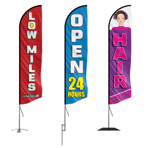 USED TRUCKS WINDLESS FEATHER FLAG Tall Curved Top Advertising Banner Sign 