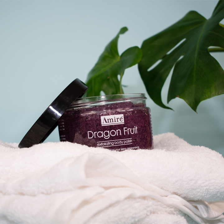 dragon fruit body scrub amire cosmetics lifestyle and product photography by feather flag nation