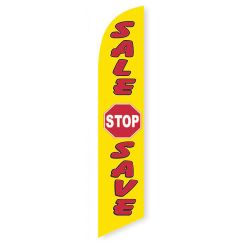 sale stop save feather flag