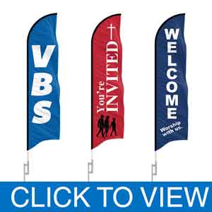 Church Feather Flags | In-Stock Advertising Swooper Banners | FFN